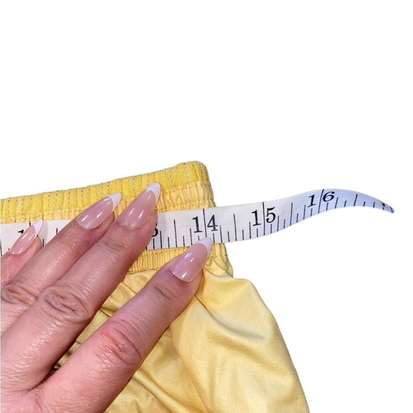 Nike swoosh butter yellow lined running shorts moist wicking sporty athleisure - Picture 16 of 16